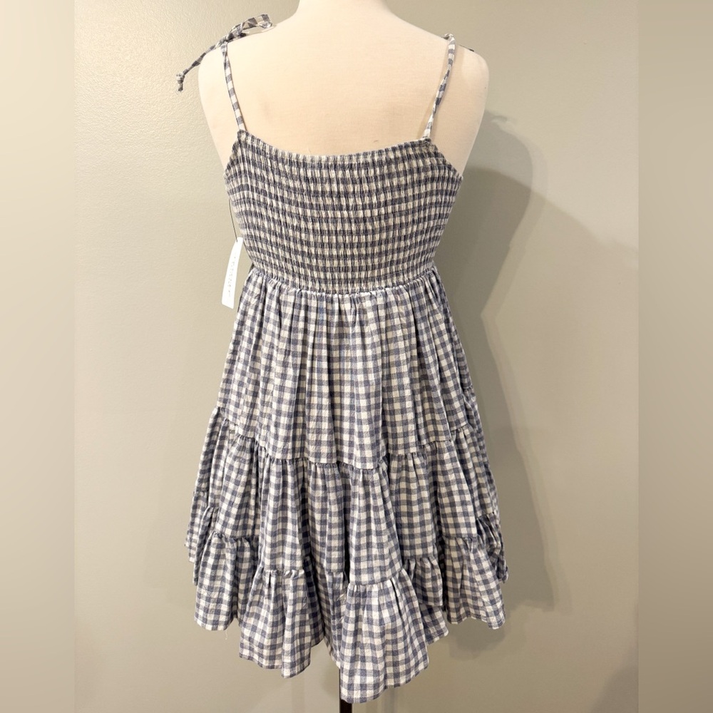 American Threads blue white gingham midi dress size medium NWT - Picture 3 of 4